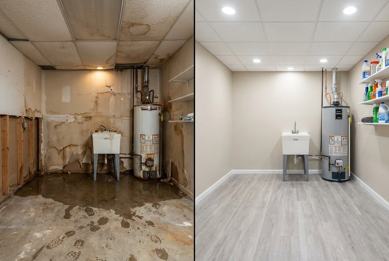 Content Drying & Property Cleanup restoration β utility room of private residence in Fair Lawn, NJ