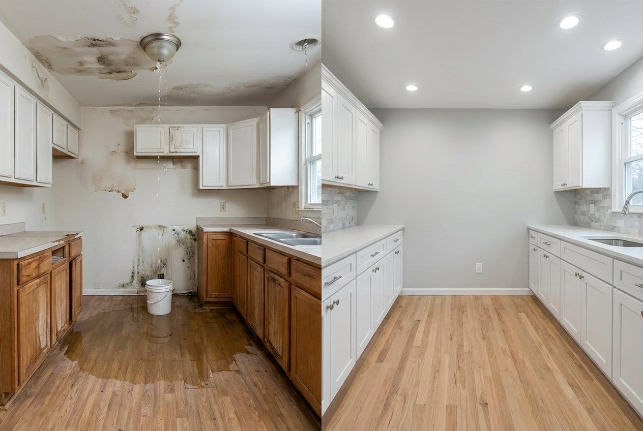 Mold Prevention After Water Damage restoration — home kitchen of bi-level home in Fair Lawn, NJ