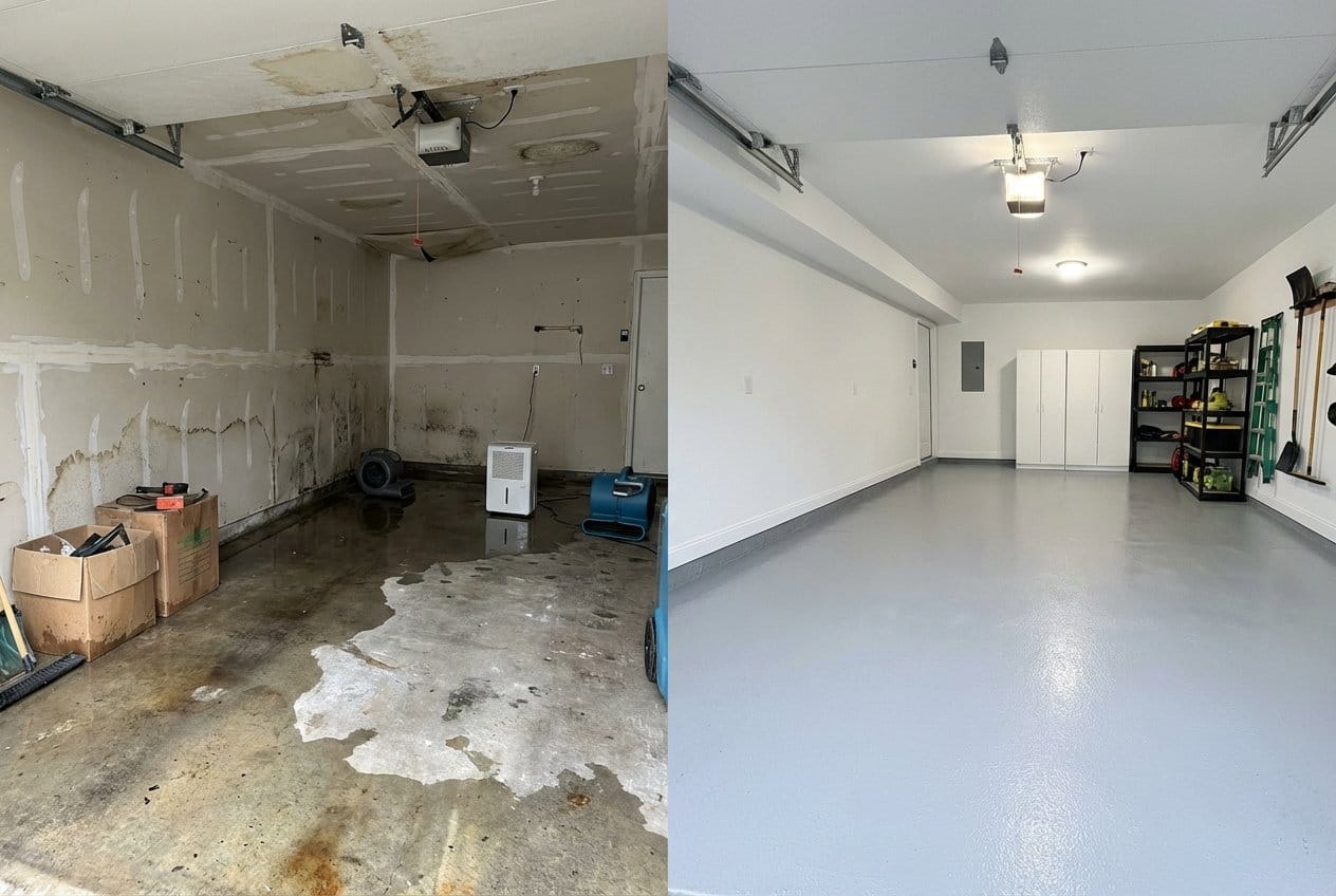 Fair Lawn Water Damage Restoration garage restoration before and after in Fair Lawn